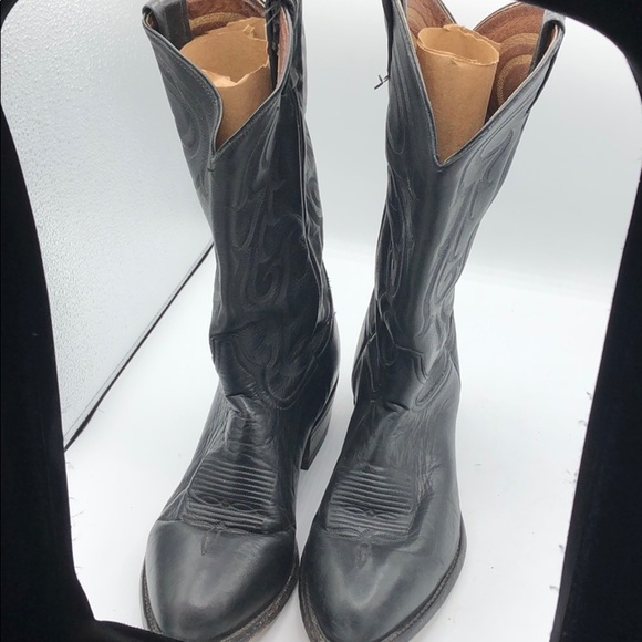 Vintage Tony Lama Cowboy Boots Black For Men Size 9.5 EE MADE IN USA main image 6